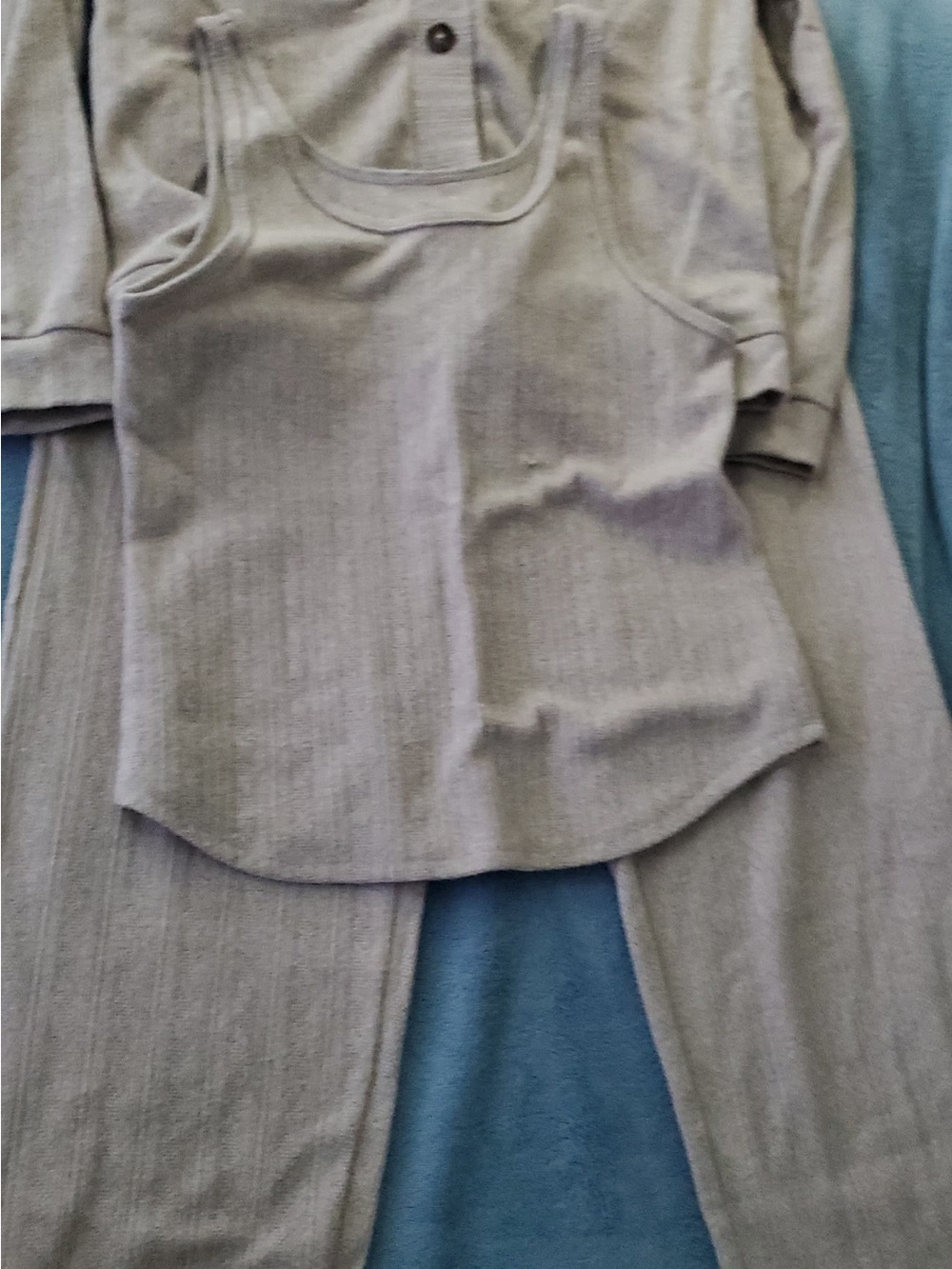 Three pices pajama set for woman- Soft Ribbed Sleeveless Shirt